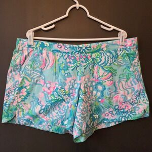 Lilly Pulitzer Ocean View Shorts Aqua La Vista Size XL Resortwear Preppy Summer